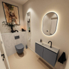 MONDIAZ TURE-DLUX Meuble toilette - 80cm - Dark Grey - EDEN - vasque Opalo - position centrale - 1 trou de robinet SW1104298