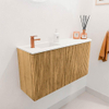 Mondiaz JOYA 81.6cm toiletmeubel - ronding rechts kleur Oak - Wastafel FAYE positie Links 1 kraangat kleur Talc. SW1421132