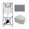 QeramiQ Dely Swirl Pack WC suspendu - 36.3x51.7cm - bâti-support Geberit UP320 - abattant 35mm - plaque de commande gris clair - boutons rectangulaires - blanc mat SW1164399