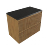 Saniclass Holz Atelier Badkamermeubelset - 80x45x63cm - Noche basalten wastafelblad gepolijst (zwart) - zonder kraangat - 2 lades - mat eiken natural (hout) SW1478533