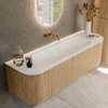 MONDIAZ KURVE-DLUX 150cm Meuble salle de bain avec module 25 G et D - couleur Oak - 1 tiroir - 2 portes - vasque BIG MEDIUM centre - sans trou de robinet - couleur Opalo SW1137564