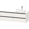 Duravit Ketho.2 Wastafelonderbouwkast - inclusief consoleplaat - met 4 laden - voor waskom rechts - 160x55x56.8cm - met handgrepen antraciet - wit supermat SW772236