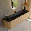 MONDIAZ KURVE 170cm Meuble salle de bain avec module 25 G et D - couleur Oak - 1 tiroir - 2 portes - vasque BIG LARGE centre - 1 trou de robinet - Urban SW1138473