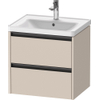 Duravit Ketho 2 Meuble sous-lavabo - 2 tiroirs - 58.4x45.5x54.9cm - poignées anthracite - taupe mat SW772840