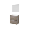 Basic-Line Basic 39 ensemble de meubles de salle de bain 60x39cm sans poignée 2 tiroirs vasque acrylique 0 trous de robinetterie miroir mfc scotch oak SW350733