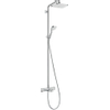 Hansgrohe Croma E280 - showerpipe: - met badkraan - thermostatisch - met 1jet - hoofddouche - met 3jet - handdouche multi en doucheslang - 160cm - thermostaat - hoogglans chroom SW297546