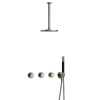 Hotbath Cobber IBS70 Regendoucheset - inbouw - 30cm plafondarm - 20cm ronde hoofddouche - staafhanddouche - geborsteld nikkel (RVS) SW677978