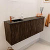 Mondiaz JOYA-DLUX Meuble de salle de bains 111.6cm - arrondi droite couleur Walnut - Vasque FAYE position Gauche 1 trou de robinet couleur Lava SW1422504