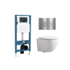QeramiQ Dely Swirl Compact Ensemble WC - réservoir encastré QeramiQ flush - abattant 25 mm - plaque de commande métallique inox - boutons ronds - blanc mat SW1590808