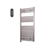 Sanicare HVS Elektrische Radiator - 111.8x60cm - 730W - met afstandsbediening - thermostaat - zwart - linksonder - inox look (zilver) SW1210806