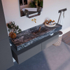 Mondiaz ALAN-DLUX Ensemble de meuble - 150cm - meuble Plata mat - 2 tiroirs - Lavabo Cloud Lava suspendu - vasque Centre - 0 trous de robinet SW808467