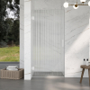 FugaFlow Eccelente Vetro Porte de douche - 60x200cm - 8mm - verre de sécurité - strié - charnières - poignée de porte - blanc mat - transparent SW1469906
