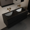 Mondiaz AIVY Ensemble de meuble - 120x45x50cm - 0 trous de robinet - 2 vasques Urban Solid surface - Gauche et droite - 2 tiroirs - avec armoire de toilette - MDF Urban SW892250