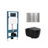 QeramiQ Dely Swirl Toiletset - inbouwreservoir Qeramiq Flush - 35mm zitting - metaal RVS bedieningsplaat - rechthoekige knoppen - mat zwart SW1578288