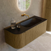 Mondiaz KURVE Ensemble de meuble de salle de bains - 115x46x40cm - 1 tiroir - 1 porte - lavabo solid surface - droit - sans trou de robinet - Dusk SW1415109