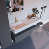 Mondiaz ALAN-DLUX Ensemble de meuble - 130cm - meuble Plata mat - 1 tiroir - Lavabo Cloud Opalo suspendu - vasque Gauche - 1 trou de robinet SW806993