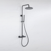 FugaFlow Eccelente Ensemble de douche de tête - thermostatique - douche de tête 30cm - flexible lisse - douchette à main sur barre - noir mat SW1451057