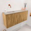 Mondiaz JOYA-DLUX 90cm toiletmeubel - kleur Oak - Wastafel FAYE positie Links Zonder kraangat kleur Opalo. SW1422161