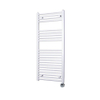 Sanicare Radiateur électrique - 111.8x45cm - 596W - design - thermostat - chrome - en bas à droite - blanc SW420034