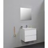 Basic Bella Meuble avec lavabo acrylique avec 1 trou de robinet et miroir avec éclairage 60x55x46cm Flat Pack Blanc haute-brillance SW538692