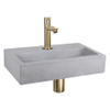Differnz Flat kit lave-mains - 38x24x8cm - Rectangulaire - 1 trou de robinet - Robinet doré mat droit - Béton Gris SW373123