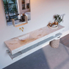 Mondiaz ALAN-DLUX Ensemble de meuble - 200cm - meuble Frappe mat - 0 tiroirs - Lavabo Cloud Frappe suspendu - vasque Gauche - 0 trous de robinet SW809101