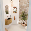 Mondiaz JOYA Meuble de toilette 63,2cm - arrondi gauche et droite couleur Oak - Vasque FAYE position Milieu Sans trou de robinet couleur Urban SW1421247