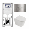 QeramiQ Dely Toiletset - 36.3x51.7cm - diepspoel - rimless - Geberit UP320 inbouwreservoir - softclose toilet zitting - 35mm - steel bedieningsplaat - ronde knoppen - mat wit SW1235393