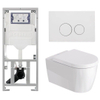 Duravit Me by Starck Ensemble WC – réservoir encastré avec mécanisme de chasse UP320 – abattant à fermeture ralentie (soft-close) – plaque de commande blanc mat – boutons ronds – blanc mat SW1574308