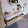 Mondiaz ALAN-DLUX Ensemble de meuble - 110cm - meuble Washed Oak mat - 1 tiroir - Lavabo Cloud Opalo suspendu - vasque Droite - 1 trou de robinet SW808909