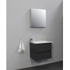 Basic Bella Meuble lavabo acrylique avec sans trous de robinet avec armoire de toilette à 1 porte grise 60x55x46cm Flat Pack Anthracite mat SW538807