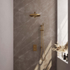 Brauer Gold Edition Ensemble de douche pluie encastré - douche de tête 30cm - bouton lisse - douchette barre 1 jet - barre de douche - PVD - or brossé SW547693