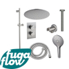 FugaFlow Eccelente Sobrado Badkamer Inbouw Regendoucheset - thermostatisch - plafondarm -glijstang - 25cm hoofddouche - handdouche rond - geborsteld RVS PVD - Black Friday - SW1124068