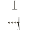 Hotbath Cobber IBS70 Regendoucheset - inbouw - 30cm plafondarm - 20cm ronde hoofddouche - staafhanddouche - mat/glans verouderd ijzer (zwart) SW677619