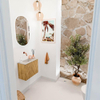 Mondiaz JOYA-DLUX 50cm toiletmeubel - kleur Oak - Wastafel FAYE positie Links Zonder kraangat kleur Opalo. SW1422159