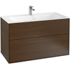 Villeroy & Boch finion wastafelonderbouwkast - met 2 laden - 99.6x59.1x49.8cm - voor meubelwastafel - 4164 - Walnut Veneer (mat hout) SW106678