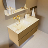 MONDIAZ VICA-DLUX Ensemble meuble de salle de bains - 100cm - sous-meuble oro - 2 tiroirs - lavabo encastré cloud gauche - sans trous de robinet - version haute 60cm - frape SW1089186