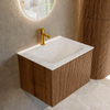 MONDIAZ KURVE-DLUX 60cm Meuble salle de bain - couleur Walnut - 1 tiroir - vasque CLOUD centre - 1 trou de robinet - couleur Ostra SW1137820