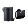 Fortifura Calvi ensemble d'accessoires pour toilettes - porte-rouleau - avec couvercle - poubelle à pédale - 5 litres - noir mat SW1441965