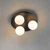 QAZQA Cederic badkamer plafondlamp - 23x23x10.3cm - 3 lichts - rond - mat zwart SW1187239