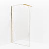 Aqua Vista Inloopdouche - 120x200cm - afgeronde glaswand - helder glas - wandarm - geborsteld messing PVD (Goud) SW1418530