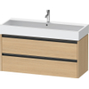 Duravit Ketho 2 meuble sous-lavabo avec 2 tiroirs pour lavabo simple 118,4x46x54,9cm avec poignées chêne naturel mat anthracite SW772806
