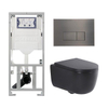 QeramiQ Dely Swirl Toiletset - 36.3x51.7cm - Geberit UP320 inbouwreservoir - met Burda frame - 35mm zitting - gunmetal bedieningsplaat - rechthoekige knoppen - mat zwart SW1138611