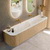 MONDIAZ KURVE-DLUX 190cm Meuble salle de bain avec module 25 G et D - couleur Oak - 2 tiroirs - 2 portes - vasque STOR SMALL double - sans trou de robinet - couleur Opalo SW1137578