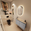 MONDIAZ TURE-DLUX Meuble toilette - 80cm - Plata - EDEN - vasque Frappe - position gauche - 1 trou de robinet SW1102918