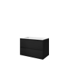Proline elegant ensemble de meubles de bain 80x46x54cm sans trou pour robinet et meuble symétrique en polystone noir mat/blanc mat SW349889