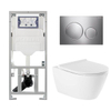 QeramiQ Salina Pack WC - sans bride - à fond creux - abattant à fermeture douce - abattant à déclipsage rapide - plaque de déclenchement Geberit Sigma20 brillant chrome mat - blanc SW98659