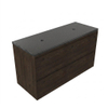 Saniclass Holz Pure Badkamermeubelset - 120x45x63cm - Noche basalten wastafelblad gepolijst - 1 wasbak - zonder kraangat - 4 lades - mat eiken charcoal (hout) SW1478576