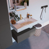 Mondiaz ALAN-DLUX Ensemble de meuble - 80cm - meuble Dark grey mat - 1 tiroir - Lavabo Cloud Frappe suspendu - vasque Centre - 1 trou de robinet SW804986
