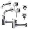 FortiFura Calvi Kit robinet lavabo - pour double vasque - robinet rehaussé - bonde non-obturable - siphon design bas - Chrome brillant SW891988